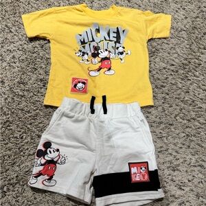 Disney Yellow and White Mickey Mouse Kids Matching Set